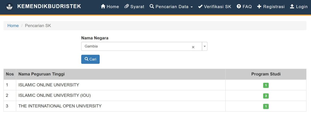 Sudah pernah ada yang mengajukan penyetaraan ijazah Islamic Online University dan International Open University